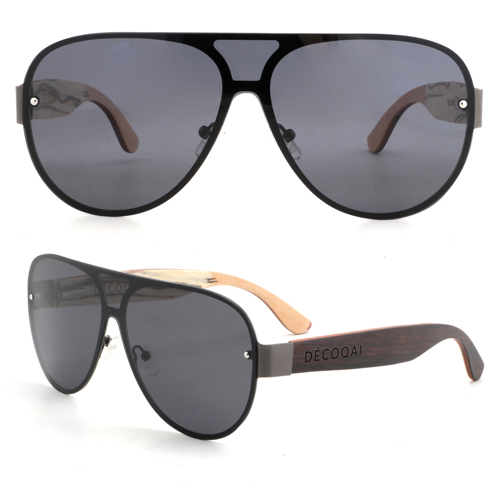 Blissful  Ebony Oversized Wooden Sunglasses Both