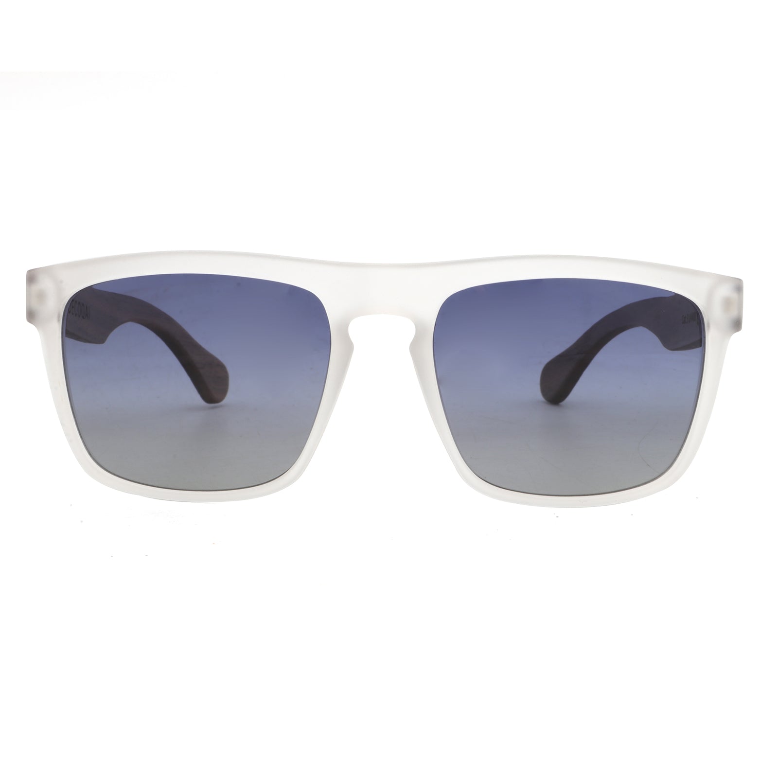 Blue Ice Wooden Sunglasses V400-protected and polarized front view