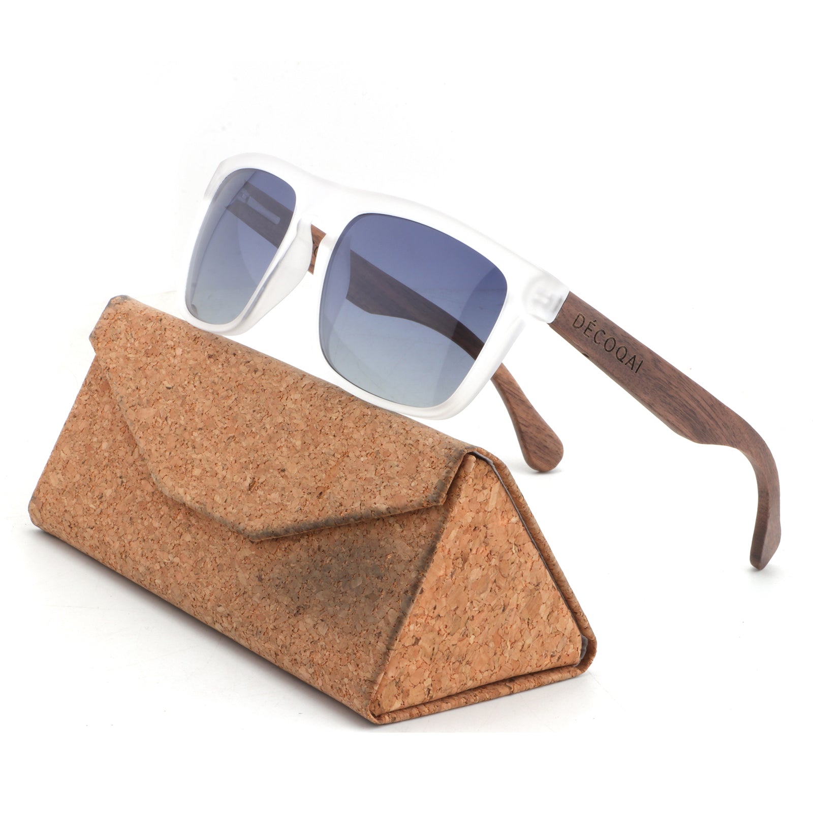 Blue Ice Wooden Sunglasses V400-protected and polarized with case