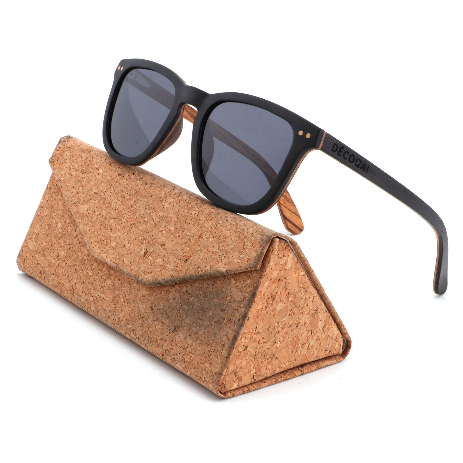Jasper Ebony Wooden Sunglasses – UV Polarized & Bold Design Cork case