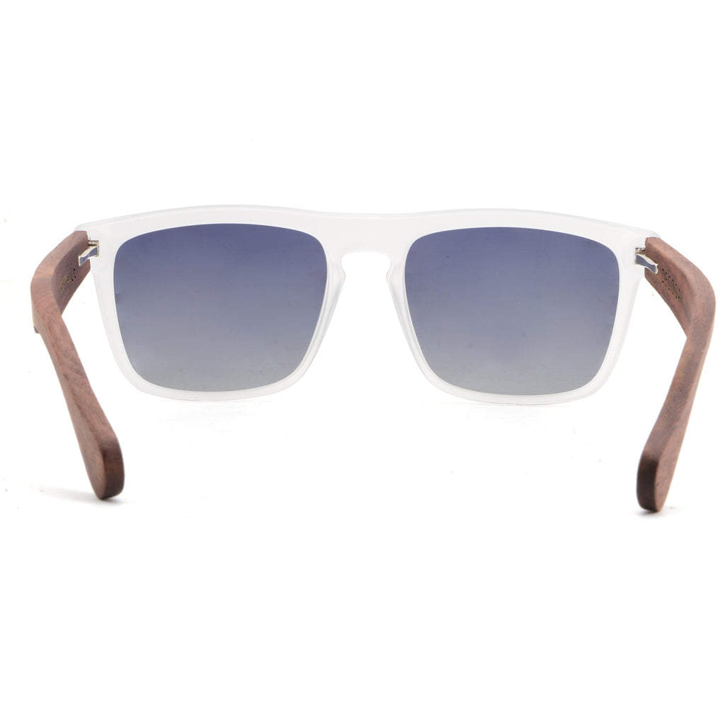 Blue Ice Wooden Sunglasses V400-protected and polarized inside