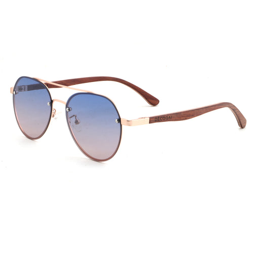 Mauve Haze Walnut Aviator Wooden Sunglasses – UV Polarized Unisex