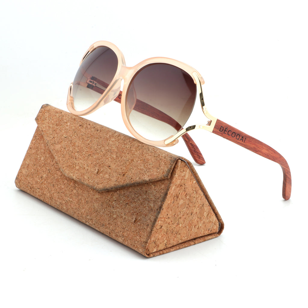 Midnight Haze Wooden Sunglasses – UV Polarized & Elegant with Cork Sunglasses cases